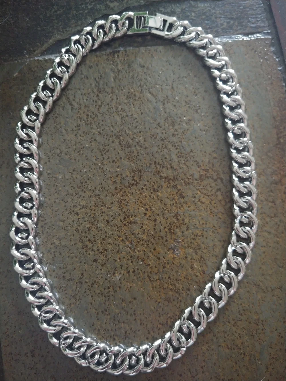 Men's Cuban Link Necklace and Bracelet Set - Silver Tone